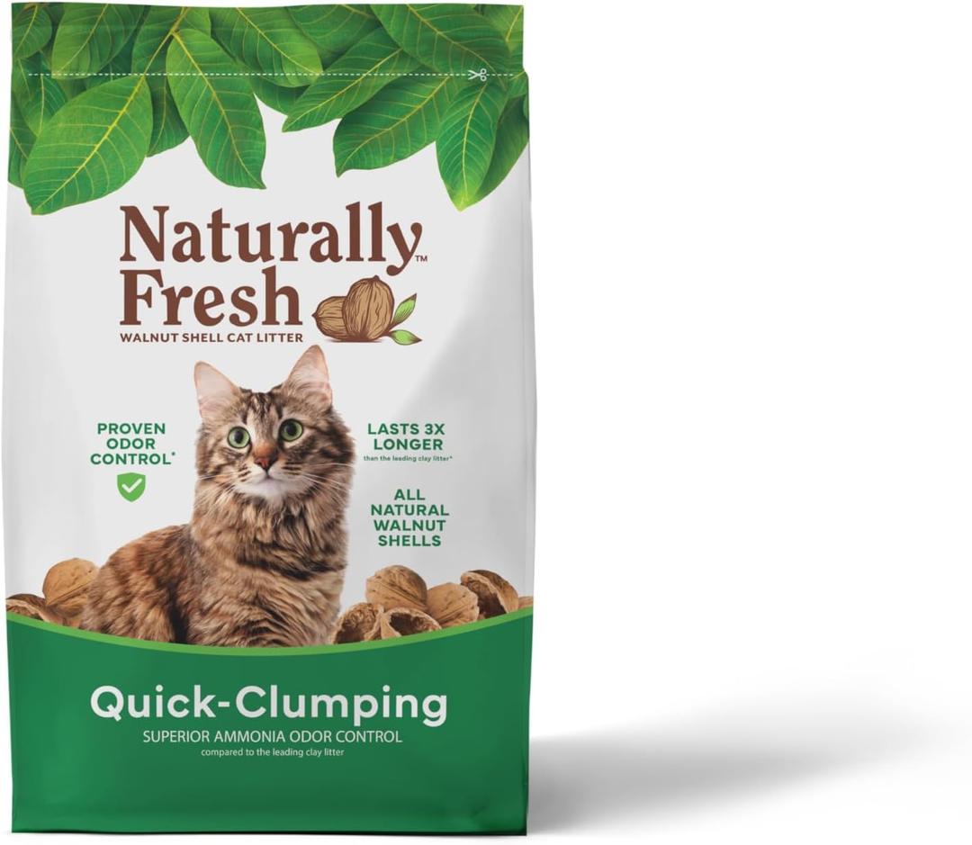 Naturally Fresh Cat Litter Made from Walnut Shells, Quick-Clumping, Unscented, Upcycled, Easy Scooping, Sustainable, 30 Lbs, BBD date 06-14-2026