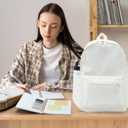 Cunno 28 Pcs Backpack Set Pencil Case Notebook Pen Insulated Cup File Folder Sticky Note Memo Pad Essentials Stationery Kit(White)