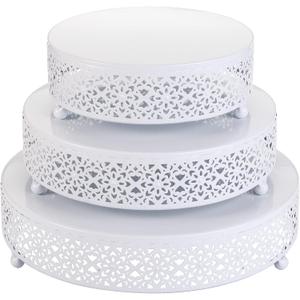 Hedume Set of 3 Cake Stand, Dessert Display Cupcake Stands, Round Metal Cake Stands, Cupcake Pastry Candy Display Plate for Wedding, Event, Birthday Party Hedume Set of 3 Cake Stand, Dessert Display Cupcake Stands, Round Metal Cake Stands, Cupcake Pastry Candy Display Plate for Wedding, Event, Birthday Party