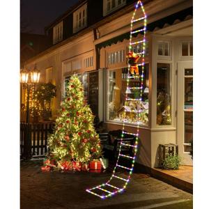 Christmas Decorations LED Ladder Lights with Climbing Santa Claus, 10ft Outdoor Christmas Decorative Lights  8 Modes Xmas Lights Tree for Home Holiday Wall Window Xmas Decor (Warm White)
