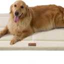 Reversible Dog Crate Pad Bed for Large Dogs,Washable & Non-Slip Kennel Pet Mat, High Density Foam and Soft Fleece Cat Bed for Indoor & Outdoor Use, 41" x 28", Cream White