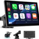 Portable 9 Wireless CarPlay Screen for Car Apple CarPlay & Android Auto Car Touchscreen with GPS Navigation, Bluetooth, Mirror Link & Voice Control Plug & Play Upgrade for All Vehicles