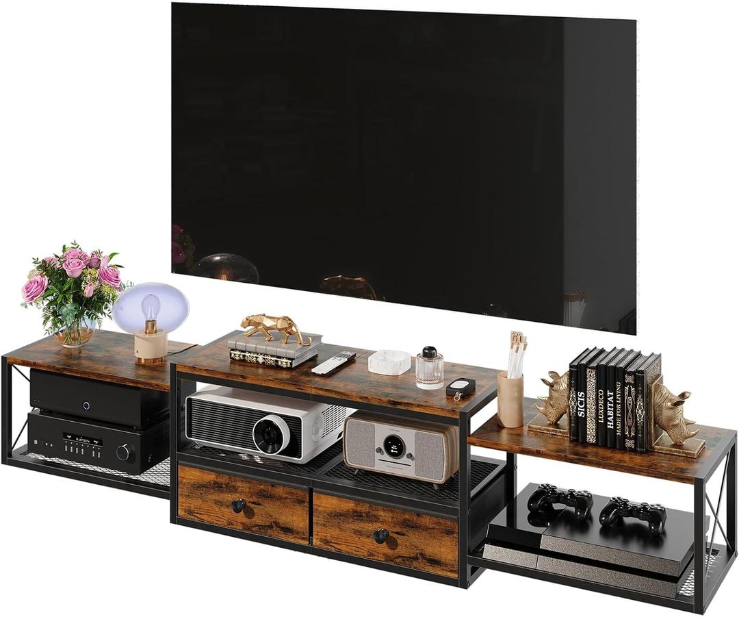 HavenlyYouth 55" Floating TV Stand, Modern Entertainment Center, Wall-Mounted Media Console Shelf for Under TV Storage, TV Cabinet for Living Room, Bedroom, Rustic Brown