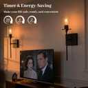 Dimmable Battery Operated Wall Sconce Set of 2, Rechargeable Wall Mount Light No Wiring, Easy Install Wireless Wall Lamp for Living Room Bedroom Hallway Farmhouse Indoor, Bulb Included