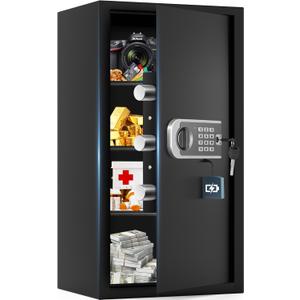 27.56"H Steel Safe Box, 6.0 Cuft Home Safes with Fireproof Waterproof Bag, Digital Security Safes with Programmable Keypad Keys, Smart Alert, Mute Mode, Anti-theft Safety Box for Documents Valuables