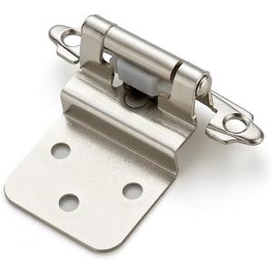 Home Expert 4 Pack (2 Pairs) 3/8 Inch Inset Cabinet Hinges, Self-Closing Face Mount Hinges with Door Bumpers, Satin Nickel Silver for Kitchen Cabinets, Bathroom Vanities, Furniture Doors