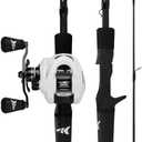KastKing Crixus Fishing Rod and Reel Combo, High Performance Spinning & Baitcaster Combo, IM6 Graphite 2Pc Blanks, Zirconium Oxide Rings, SuperPolymer Handle, Lightweight Reel with Aluminum Spool Left-Hand, 6'0" M Rod