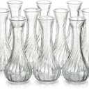 Hewory Glass Bud Vase Set of 12 Small Vases for Flowers, Clear Bud Vases in Bulk, Cute Glass Vases for Centerpieces, Mini Floral Vase for Wedding, Events, Home Decor, Table Centerpiece