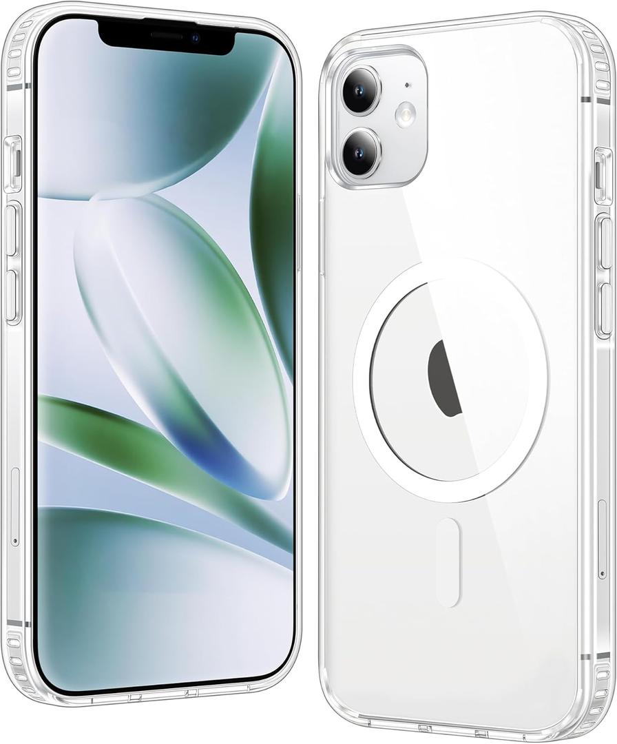 FNTCASE for iPhone 12 Clear Case: for iPhone 12 Pro Magnetic Military Grade Drop Protection Anti Yellowing Cell Phone Cover - Rugged Durable Shockproof Protective Bumper