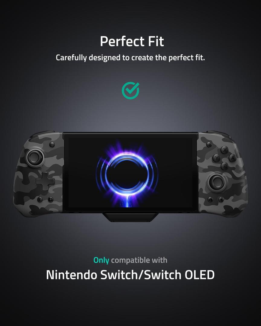 FUNLAB Switch Handheld Controller for Nintendo/OLED Joycons Customizable Switch Controller, Luminous Ergonomic Controls Camo, Switch Joypad Replacement with Adjustable Color, Turbo, Mapping