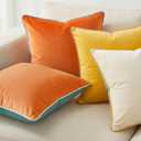Mecatny Set of 4 Velvet Throw Pillow Covers 18x18, Soft Colorful Accent Decorative Couch Pillow Covers for Sofa Living Room, Orange/Yellow