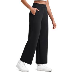 G4Free Smoofit Modal Soft Wide Leg Pants for Women Elastic Waist 7/8 Length Ankle Casual Dressy Sweatpants (Black, XXL)