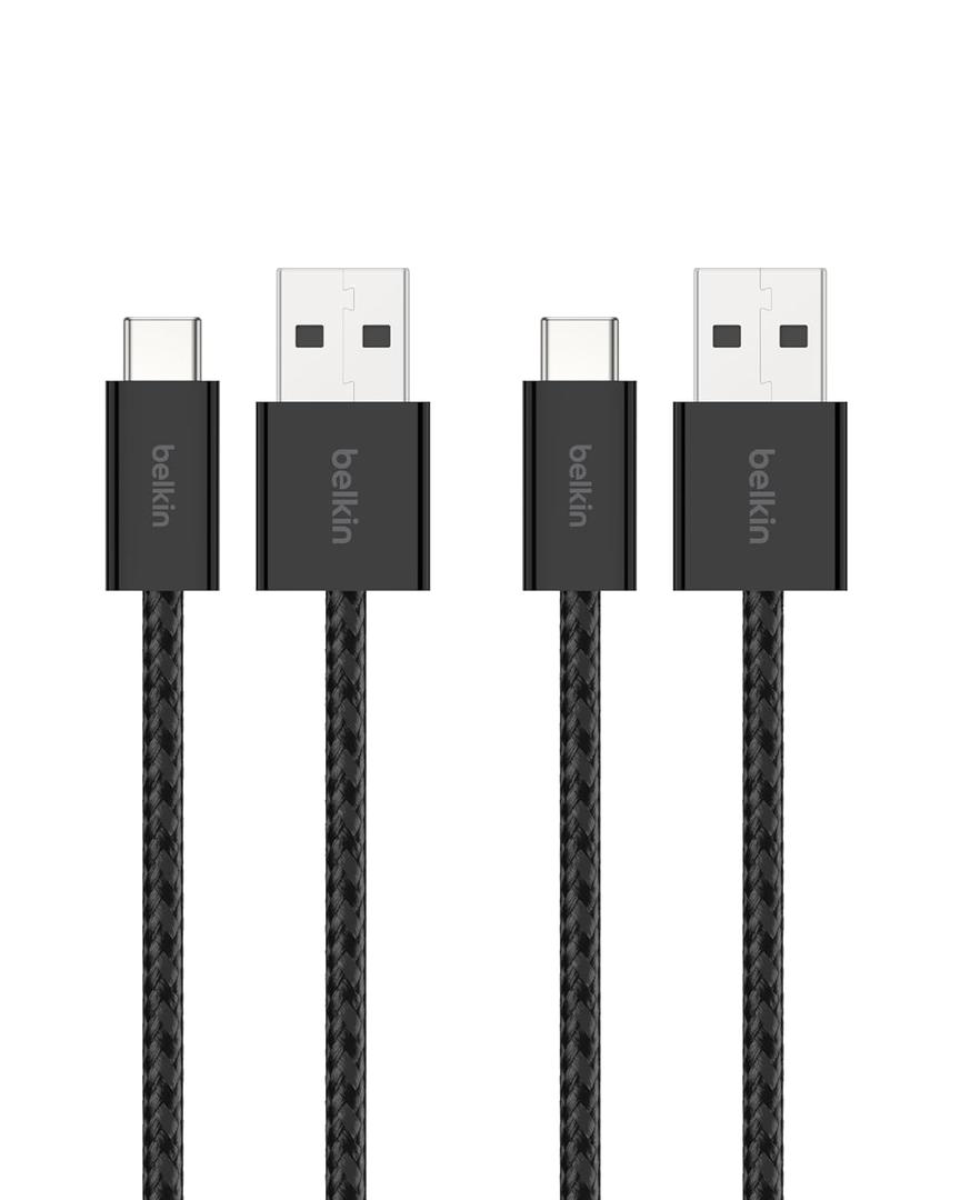 Belkin USB A to USB C Cable 2-Pack, 3.3ft, 15W - Type C Charger, iPhone Charger Cord, Soft, Braided, Flexible for iPhone 17 & 16, Galaxy S25, Pixel 10, iPad Pro, Airpods Pro, Switch & More - Black