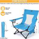 Joyfair Beach Camping Chair (2 Pack), Outdoor Folding Lawn Chair for Adults, Heavy Duty Portable Chair with Armrest for Outside Fishing, Sport, Patio, Cup Holder & Storage Pocket, Carry Bag (Blue)