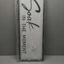 Soak in the Moment Wooden Sign Framed Wall Art, 32''12'' Rustic Horizontal Motivational Bathroom Quote Wood Plaque above the Bathtub, Farmhouse Long Inspirational Shower Room Saying Wood Sign Wall Decor