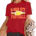 Football Shirt for Women Game Day T-Shirt Sunday Funday Shirt Funny Football Season Short Sleeve Tops