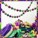 12 Ft Mardi Gras Ball Garland Purple Gold Green Beaded Garland Multi Colors Ball Ornaments for Festive Party Supplies Indoor Outdoor Home Carnival Decoration Accessories(1 Pcs)