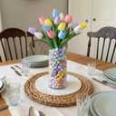 115 Pcs Easter Table Centerpieces with 15 Colorful Artificial Tulip and 100 Pastel Lightweight Multicolor Eggs Vase Filler Easter Table Decors for Spring Home Centerpiece Decor