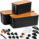 Yopay Set of 3 Cable Management Box, Cord Cable Organizer Box, Wires Keeper Storage Holder, Surge Protector, Hide and Conceal Extension Power Strips Electrical Cords for TVs, Computers, Desks