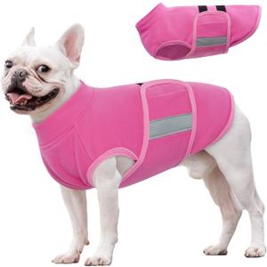 Nanaki Fleece Vest Cold Winter Sweatshirt, Soft Sweater Jacket, Adjustable Pullover, Warm Clothes, Fall Plush Coat for Dogs and Puppies (Large, RoseRed)