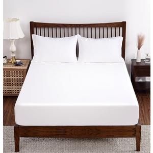 Bamboo Viscose Fitted Sheet 400 Thread Count, Deep Pocket, Cooling Breathable Silky Smooth Soft Bottom Sheet for Hot Sleeper (White, Full)