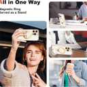 Compatible with iPhone 13 Pro Max Case with Magnetic Ring Stand [Compatible with Mag-Safe] Full Camera Lens Protector Soft Plating Shockproof Phone Case for iPhone 13 Pro Max 6.7", White