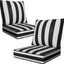 24" x 24" x 6" Outdoor Deep Seat Cushions Set - 2 Set Waterproof & Fade Resistant Patio Furniture Replacement Cushions, Non-Slip Outdoor Cushions Fit Loveseats, Couches, Chairs, Sofas.