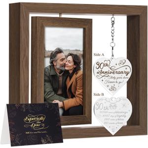 30 Year Anniversary Picture Frame Gifts, 30th Anniversary Wedding Gifts for Husband Wife Couple Him Her Parents Men Women, 30th Thirty Year Thirtieth Anniversary Personalized Wood Gift