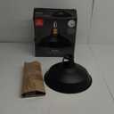 GLOBE Electric 65712 Robin 1-Light Plug-in or Hardwire Pendant, Satin Black, Antique Brass Accents, 15ft Black Woven Fabric Cord, in-Line On/Off Rocker Switch