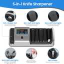 5-in-1 Electric Knife Sharpener for Kitchen Knives, with 100% Diamond Abrasives, 3 Adjustable Speeds, Quickly Sharpening for Straight/Serrated/Kitchen Knives, Scissors