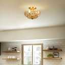 Vintage Glass Flush Mount Ceiling Light, Petal Shape Ceiling Light Fixtures, Elegant Small Flush Chandelier for Hallway Entrance Kitchen Amber Finish