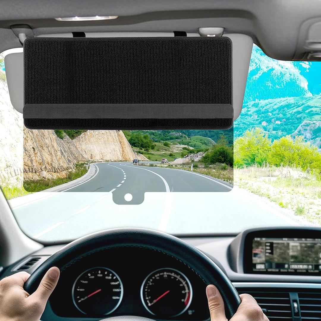 Sun Visor Extender for Car, Upgraded Polarized Car Sun Visor Extender with PC Lens, Velcro Design Convenient Adjustment Position, Filtering Glare, UV Rays for Safe Driving, Universal for Cars, SUV