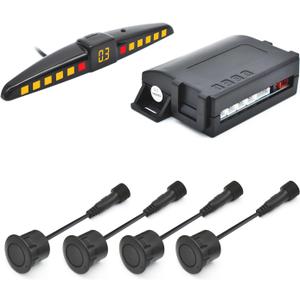 Promata PS02 Car Rear Parking Sensor Kit with Display,4 58KHz OE Standard Sensors,Auto Tow-Bar Recognition and Self Test Function,Detection Range(0~59 inch)