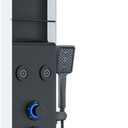 ELLO&ALLO LED Shower Panel Tower System with Shelf, Rainfall Shower Head and Rain Massage System with Body Jets, Stainless Steel Bathroom Fixtures, Matte Black&Slive