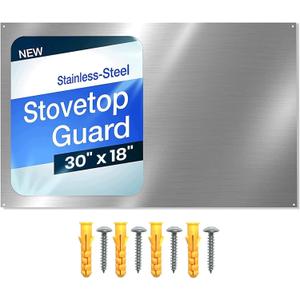 CALPALMY 30"x18" Metal Backsplash Panel for Stove Reversible Metal Stove Backsplash Sheet with Pre-Drilled Holes, Easy-to-Clean Splatter Guard for Kitchen Walls, Includes Mounting Screws