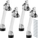 4 PCS Heavy Duty Kickdown Door Stopper, Door Stops Kickstand with Rubber Tip, Commercial Door Stopper Metal Door Stoppers Hinge for Bottom of The Door