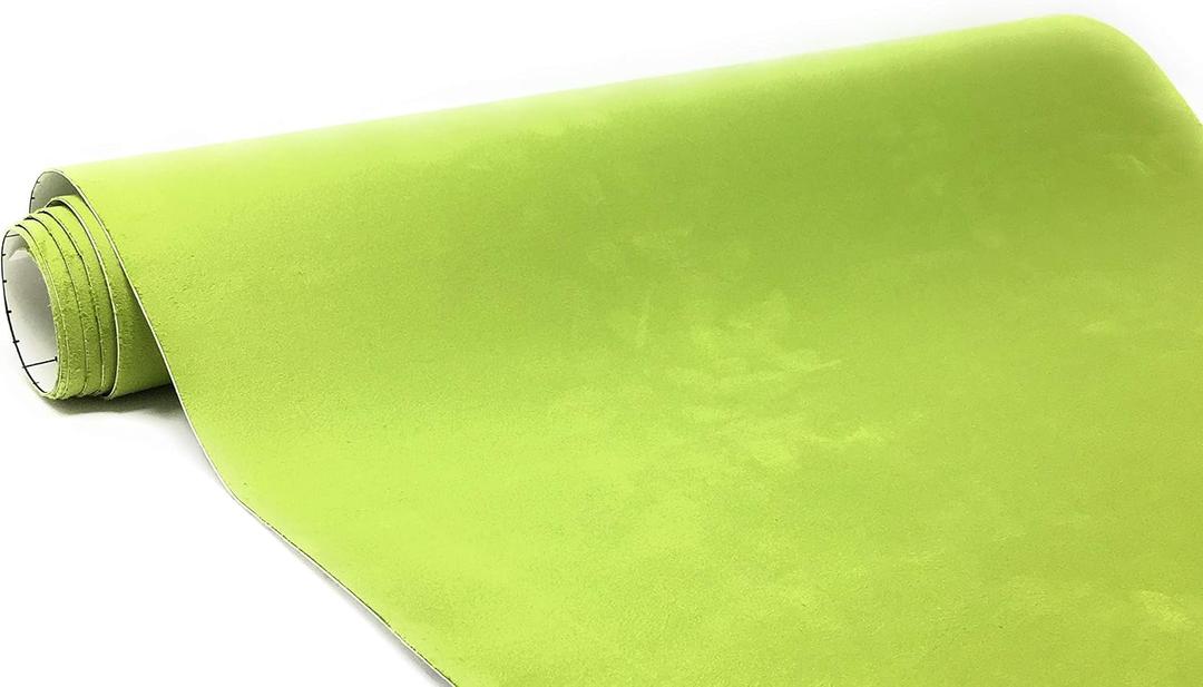 Suede Fabric Wrap - Self Adhesive Film Sticker 16 x 55 Inches Silky Decal Sheet for Car Interior Furniture Upholstery DIY Elastic Stretch Peel and Stick Lime