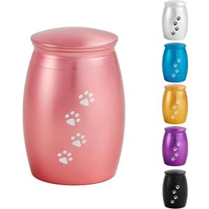 2.67 Inches Small Keepsake Pet Urns for Dog Cats Ashes,Mini Pink Cremation Urns for Memorial Tiny Animal Ashes with Paw Print, Rose Gold