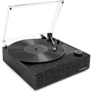 Victrola Eastwood II Record Player with Speakers Bluetooth 5.1 and Vinyl Stream Technology, Vintage Style 3-Speed Vinyl Player, Audio Technica AT-3600LA Cartridge (Black)