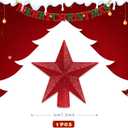 3 x Mini Christmas Tree Topper, Small Star Tree Topper for Xmas Party (2.32 Inch, Glitter Red)