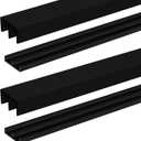 Landical 2 Sets 4 ft Long Plastic Sliding Cabinet Door Track Hardware Set for 1/2" Thick Panels Glass Window Cabinet Door Track for Sliding Closet Doors, Easy Quick Installation (Black)