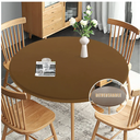 Obstal Fitted Round Table Cloth, Reversible Waterproof Stain Resistant Elastic Stretch Tablecloth, Wipe Clean Table Cover for Outdoor/Indoor Use, Fits Round Tables up to 30" - 36" Diameter, Coffee