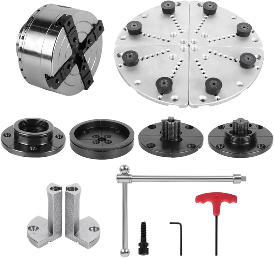 4 Inch Wood Turning Chuck And Jaws 1045 High Tensile Steel Thread 1 x8TPI Self Centering Woodworking Lathe Accessories (110mm JAW)