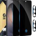 2 x 2 Pack Privacy Screen Protector Compatible with Galaxy S26 Plus 5G - Tempered Film [Fingerprint Unlock Support] - Camera Lens Protectors - Installation Frame - High Clarity - Anti-Spy Protection