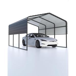 13 ft x 16 ft x 10 ft Metal Carport Heavy Duty, 27 Ga. Steel Roof and 18 Ga. Reinforced Frame, Permanent Shed for Agricultural Machinery, Carport for Cars, Boats, Trucks, and Tractors, N.W. 460 LBS