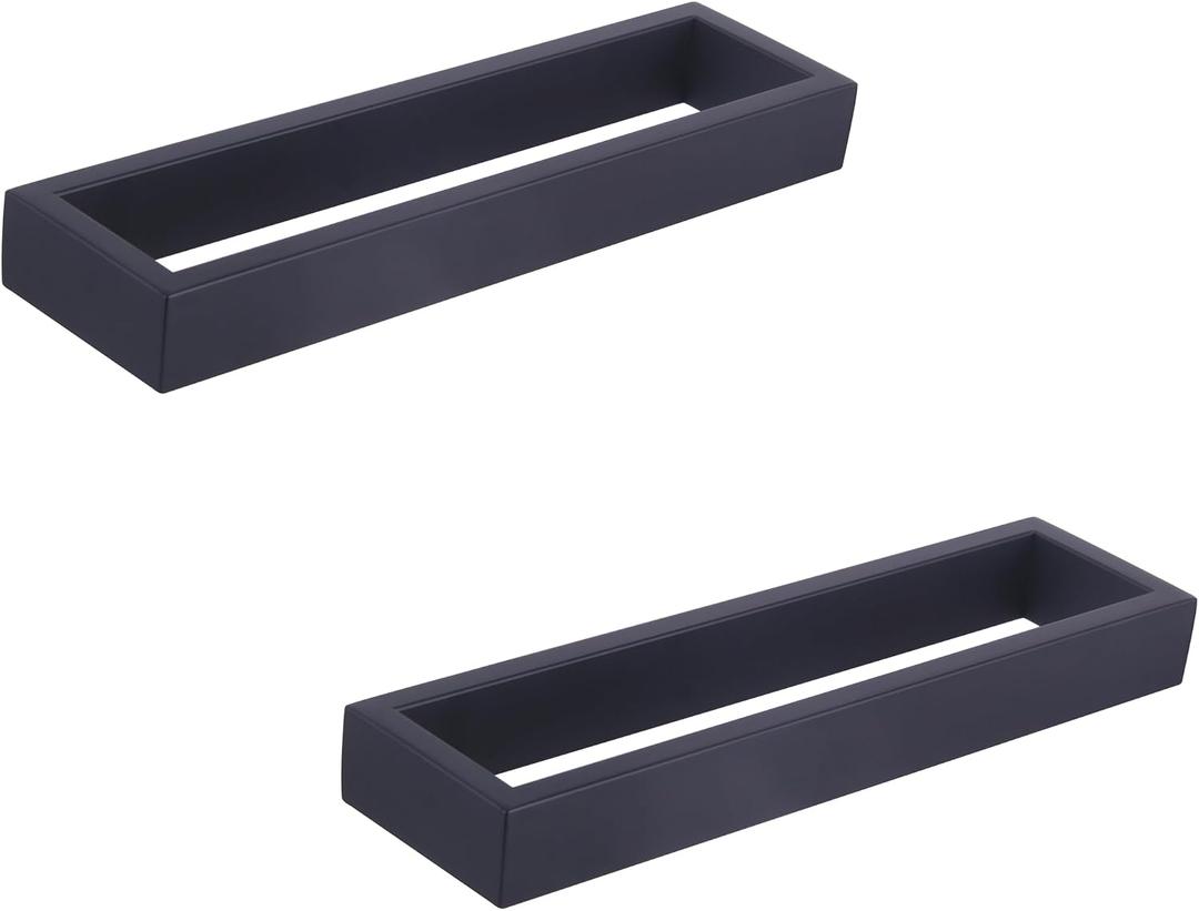 GERZWY Modern Black Towel Holder Stainless Steel Towel Ring for Bathroom Lavatory Wall Mount Contemporary Style 2 Pack HG1716-2BK