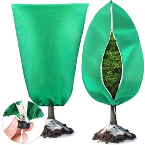 Plant Covers Freeze Protection, 2 Pack 47''71'' Green Frost Cloths Blankets with Zipper Drawstring Shrub Tree Covers for Winter Outdoor Plants Freeze Protection