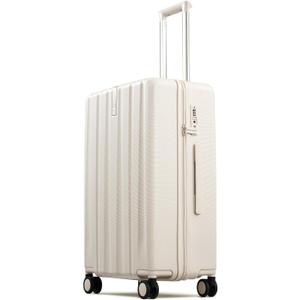 Hanke Upgraded Elite 24 Inch Checked Luggage,PC Hard Shell Suitcases with Wheels, TSA Lock, Explosion-Proof Zipper Suitcase for Business Travel Men & Women,Ivory White