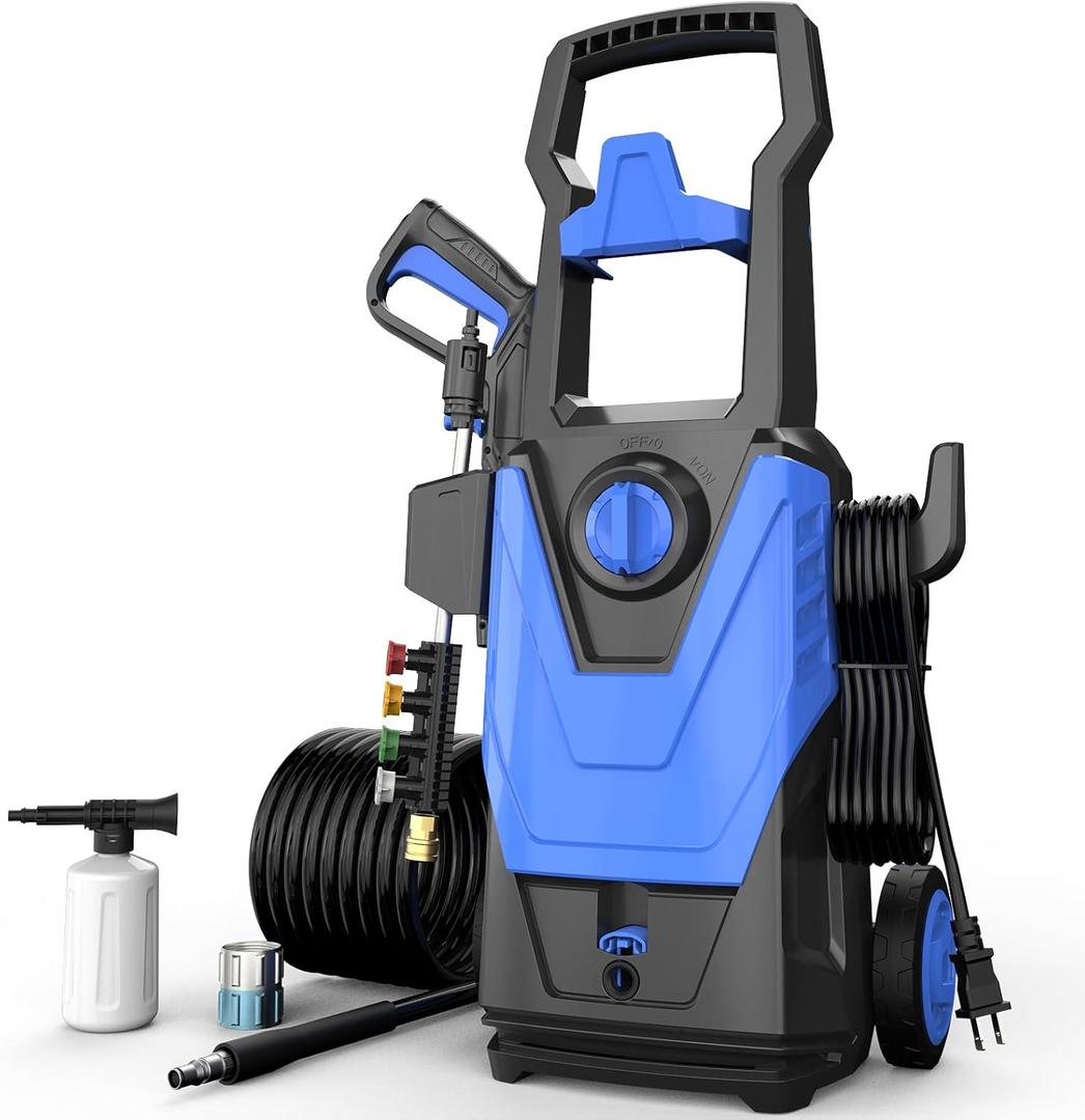 AgiiMan Electric Pressure Washer, 4800PSI Max 3.2GPM Power Washer Electric Powered with 20FT Hose, 4 Nozzles, Foam Cannon, High Pressure Cleaner Machine for Cars, Patios, Driveways, Fences, Navy
