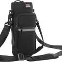 Nuovoware Water Bottle Carrier Bag,25oz/40oz/64oz Bottle Pouch Holder,Adjustable Shoulder Hand Strap 2 Pocket Sling Neoprene Sleeve Sports Accessories for Hiking Travelling Camping (Large, Black)